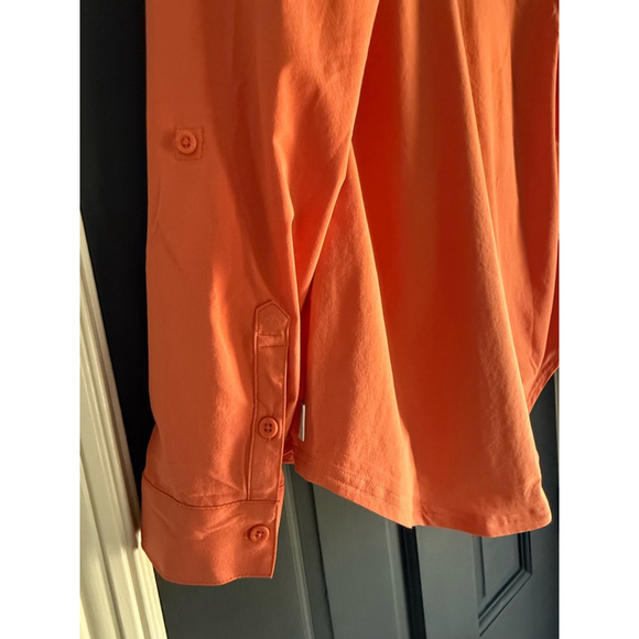 Eddie Bauer Soft Stretch Button Down Shirt SM Melon Long Sleeve - Picture 4 of 7